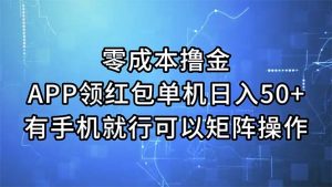 (11545期)零成本撸金,APP领红包,单机日入50+,有手机就行,可以矩阵操作-网创项目