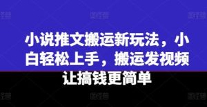 小说推文搬运新玩法,小白轻松上手,搬运发视频让搞钱更简单-网创项目