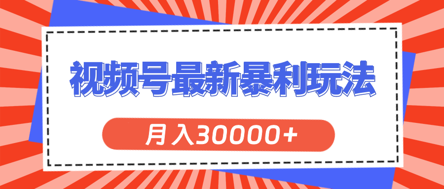 （11588期）视频号最新暴利玩法，轻松月入30000+-网创项目