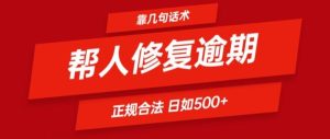 靠一套话术帮人解决逾期日入500+ 看一遍就会(正规合法)【揭秘】-网创项目