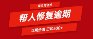 靠几句话术帮人解决逾期日入500＋ 看一遍就会 正规合法-网创项目