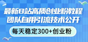 （11661期）最新B站高质创业粉教程，团队自用引流技术公开，每天稳定300+创业粉-网创项目