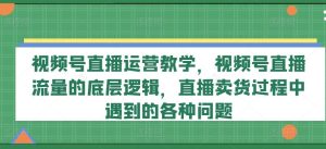 视频号直播运营教学，视频号直播流量的底层逻辑，直播卖货过程中遇到的各种问题-网创项目