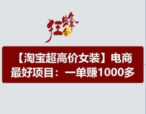 淘宝超高价女装项目，电商最好赛道，一单赚1000多-网创项目