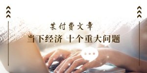 （11707期）某付费文章《当下经济 十个重大问题》覆盖了大家关心的全部经济类话题-网创项目