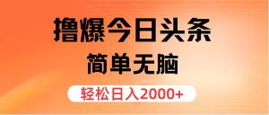 （11849期）撸爆今日头条，简单无脑，日入2000+-网创项目