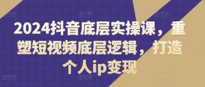 2024抖音底层实操课,重塑短视频底层逻辑,打造个人ip变现-网创项目