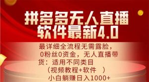 （11891期）拼多多无人直播软件最新4.0，最详细全流程无需露脸，0粉丝0资金， 小白…-网创项目