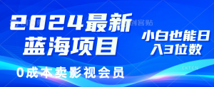 （11894期）2024最新蓝海项目，0成本卖影视会员，小白也能日入3位数-网创项目