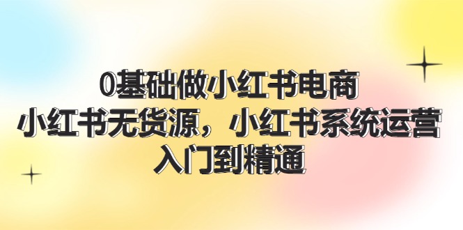 （11960期）0基础做小红书电商，小红书无货源，小红书系统运营，入门到精通 (70节)-网创项目
