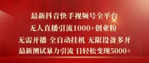 最新抖音快手视频号全平台无人直播引流1000+精准创业粉,日轻松变现5k+【揭秘】-网创项目
