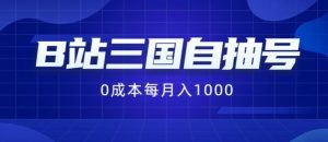 B站三国自抽号项目，0成本纯手动，每月稳赚1000【揭秘】-网创项目