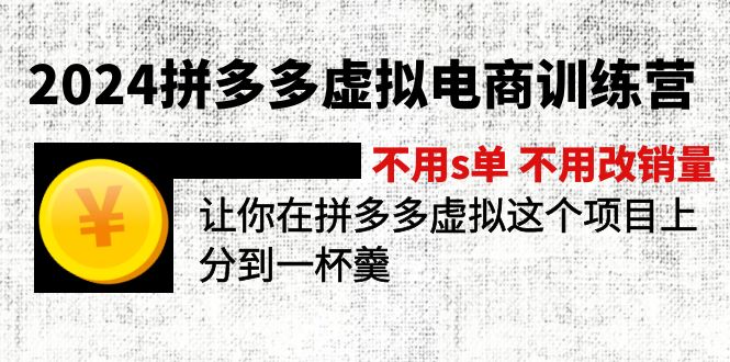 （12024期）2024拼多多虚拟电商训练营 不s单 不改销量  做虚拟项目分一杯羹(更新10节)-网创项目