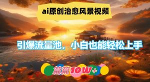 ai原创治愈风景视频,引爆流量池,小白也能轻松上手,篇篇10w+-网创项目