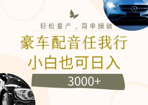 （12206期）不为人知的暴力小项目，豪车配音，日入3000+-网创项目