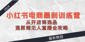 2024小红书电商暴利训练营：从开店到选品，混剪到无人直播全攻略-网创项目