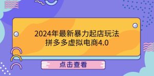2024年最新暴力起店玩法,拼多多虚拟电商4.0,24小时实现成交,单人可以..-网创项目