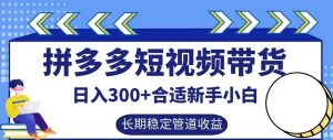拼多多短视频带货日入300+有长期稳定被动收益，合适新手小白【揭秘】-网创项目