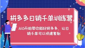 拼多多日销千单训练营,从0开始带你做好拼多多,让日销千单可以快速复制-网创项目