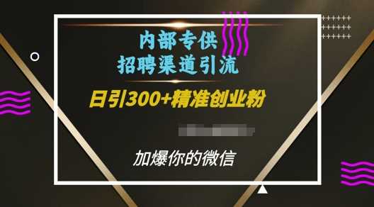 内部招聘渠道日引流300+创业粉,加爆你的微信【揭秘】-网创项目