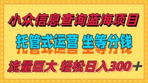 稳定日入300＋，小众信息查询蓝海项目，全程懒人式托管，解放你的时间-网创项目