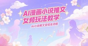 AI漫画小说推文女频玩法教学，AI小说推文变现全流程-网创项目