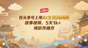 在头条号上用AI生民间故事视频，5天1k+，纯软件操作-网创项目