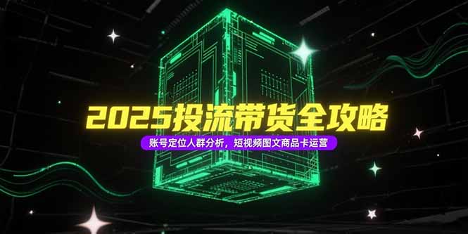 2025投流带货全攻略，账号定位人群分析，短视频图文商品卡运营-网创项目