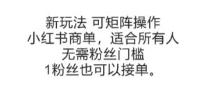 可矩阵操作，小红书商单新玩法，适合所有人，无需粉丝门槛，1粉丝也可以接单-网创项目