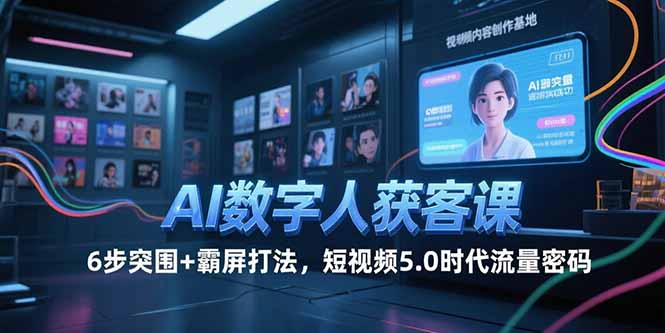 AI数字人获客课，6步突围+霸屏打法，短视频5.0时代流量密码-网创项目