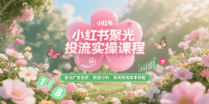 小红书聚光投流实操课程，聚光广告投放、数据分析、做高效低成本获客-网创项目