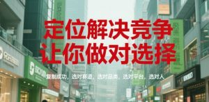 定位解决竞争，让你做对选择，复制成功，选对赛道，选对品类，选对平台，选对人-网创项目
