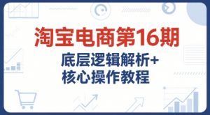 淘宝电商第16期，底层逻辑解析+核心操作教程，运营、推广提升能力的必学课程+配套资料-网创项目