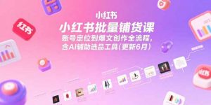 小红书批量铺货课,账号定位到爆文创作全流程,含AI辅助选品工具(更新6月-网创项目