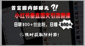 首富圈内部曝光小红书垂直图文引流新课，日吸300+创业粉，日入8张+，限时获取防封禁-网创项目
