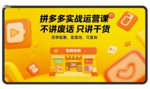 拼多多实战运营课，不讲废话只讲干货，简单粗暴，能落地，可复制-网创项目
