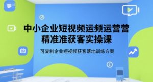 中小企业短视频运营精准获客实操课,可复制企业短视频获客落地训练方案-网创项目