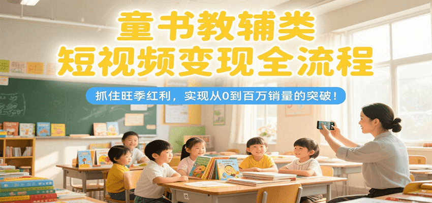 童书教辅类短视频变现全流程，抓住旺季红利，实现从0到百万销量的突破！-网创项目