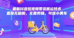 最新抖音短视频带货搬运技术，直接无脑搬，无需剪辑，可挂小黄车-网创项目