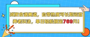 减肥食谱赛道，自带热度可长期运营，养老玩法，单日轻松搞定769-网创项目