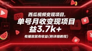 西瓜视频变现项目,单号月收益3.7k+,有播放就有收益(附详细教程)-网创项目