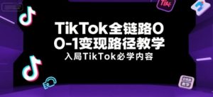 TikTok全链路0-1变现路径教学,入局TikTok必学内容-网创项目