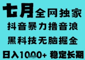 7月最新风口抖音无人直播撸音浪，长期稳定，非短期，全自动运行，低门槛无脑，日入1k+【揭秘】-网创项目