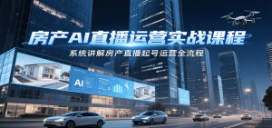 房产AI直播运营实战课程，系统讲解房产直播起号运营全流程-网创项目