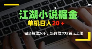 江湖小说掘金，单机日入10-20+，全自动软件操作，完全解放双手，矩阵放大收益无上限-网创项目
