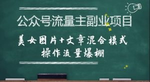 公众号流量主副业项目，美女图片+文章混合模式操作流量爆棚-网创项目