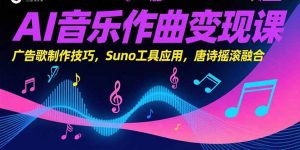 AI音乐作曲变现课，广告歌制作技巧，Suno工具应用，唐诗摇滚融合-网创项目