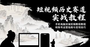 短视频历史赛道实战教程,手机电脑双端剪辑教程和账号运营指南与变现技巧-网创项目