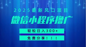 微信小程序撸广，最新风口项目，日入300+ 免费分享 可批量操作 小白可轻松上手！！-网创项目