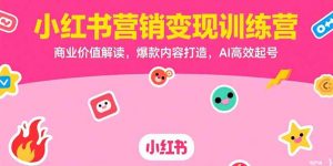 小红书营销变现训练营，商业价值解读，爆款内容打造，AI高效起号-网创项目